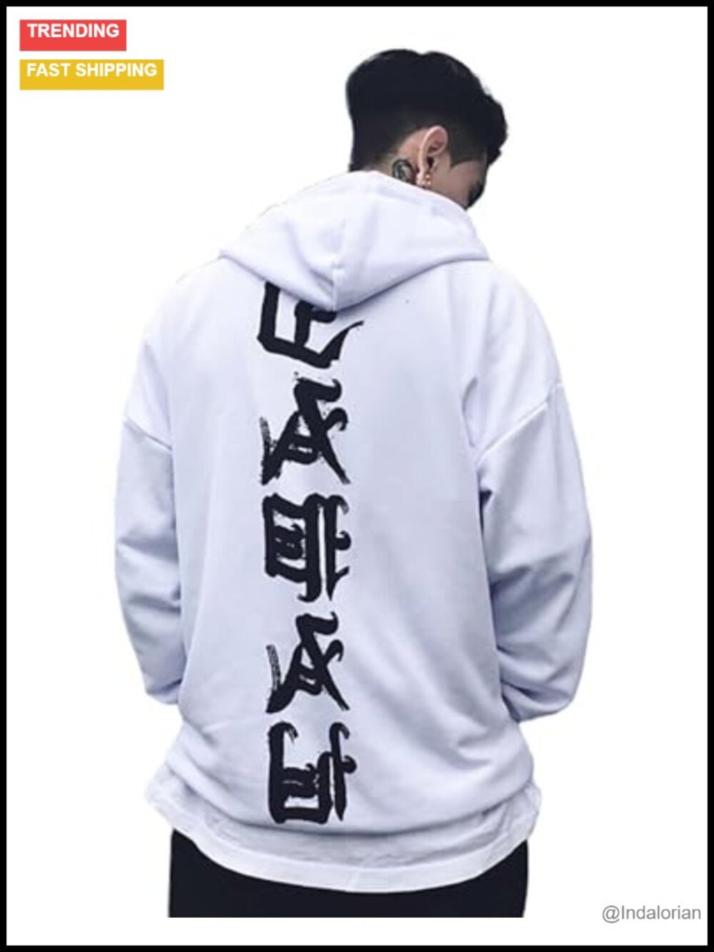 Japanese Streetwear Kanji Men's Pullover Hoodie with Fleece Lining